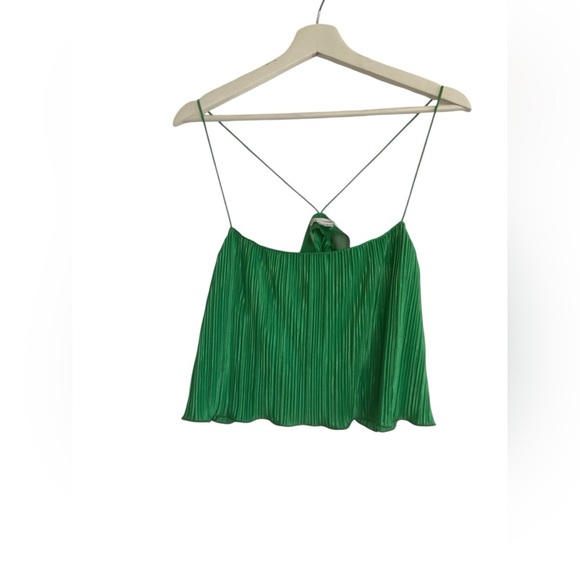 Good American Plisse Bungee Strap Crop Top in Summer Green - Size 1/2 Size S/M - Picture 1 of 13